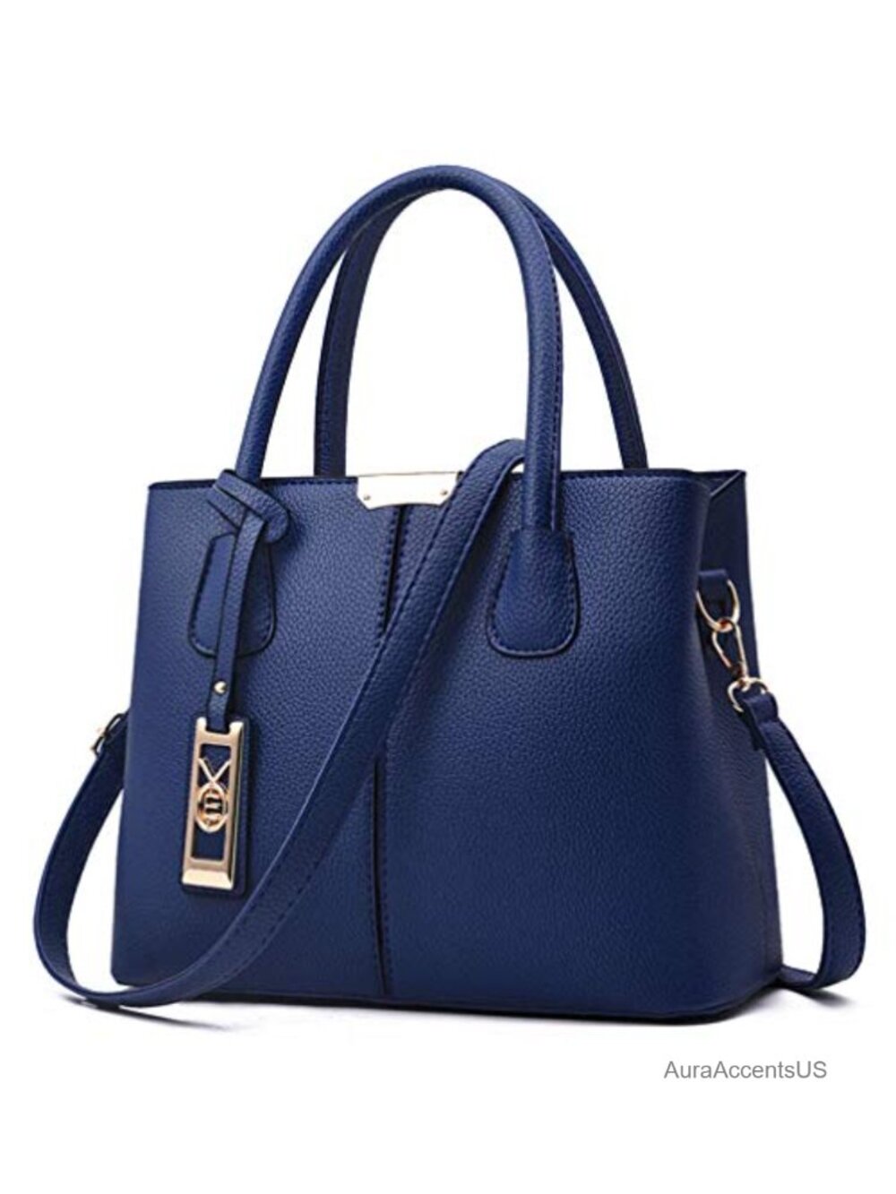 PU Leather Satchel Handbag with Detachable Strap for Women